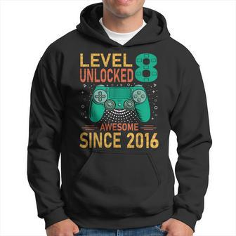 Level 8 Unlocked Birthday 8Th Birthday Gaming 8 Years Old Hoodie - Seseable