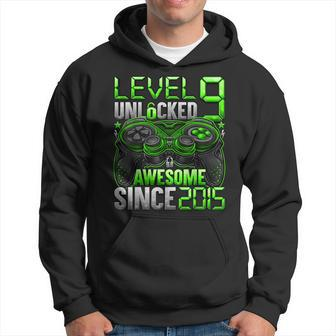 Level 9 Unlocked Awesome Since 2015 9Th Birthday Gaming Hoodie - Thegiftio UK