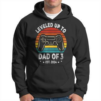 Leveled Up To Dad Of 3 Three Daddy Again 2024 Father's Day Hoodie - Monsterry