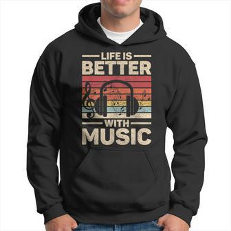 Life Is Better With Music Lover Musician Outfit Edm Music Dj Hoodie - Seseable