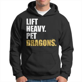 Lift Heavy Pet Dragons Vintage Weightlifting Deadlift Hoodie - Monsterry UK