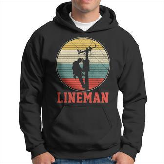 Lineman Vintage Retro Electrician Electric Cable Man Hoodie | Mazezy
