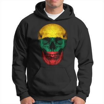 Lithuania Flag Skull Lithuanian Roots Proud Patriotic Hoodie - Thegiftio UK
