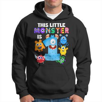 This Little Monster Is 1 One Year 1St Birthday Party Aliens Hoodie - Monsterry