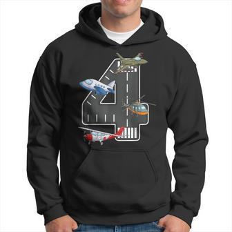 Little Pilot 4Th Birthday Party 4 Four Year Old Airplane Hoodie - Seseable