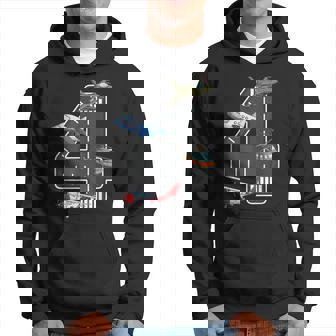 Little Pilot 4Th Birthday Party 4 Four Year Old Airplane Hoodie | Seseable UK