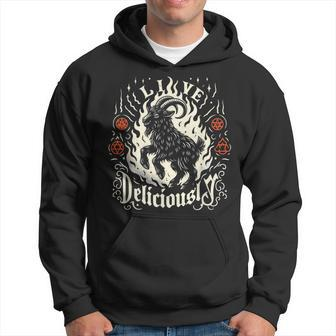 Live Deliciously Occult Goat Witch Horror Hoodie - Monsterry AU