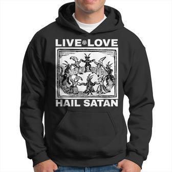 Live Love Hail Satan Pentagram Hoodie - Seseable