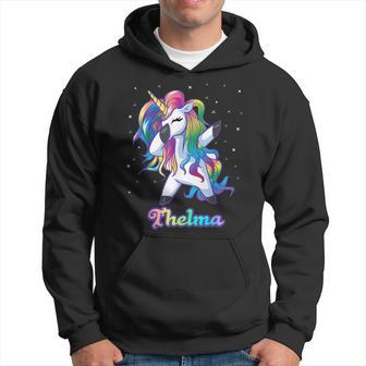 Thelma Name Personalisierbar Regenbogen-Einhorn Tupfen Personalisierbar Hoodie - Geschenkecke