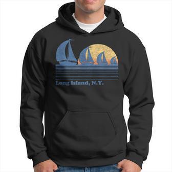 Long Island Ny Sailboat Vintage 80S Sunset Hoodie - Monsterry DE