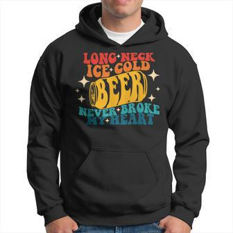 Long Neck Ice Cold Beer Never Broke My Heart Vintage Quote Hoodie - Monsterry AU