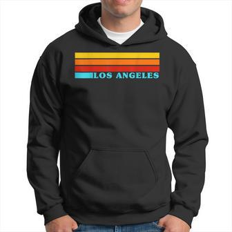 Los Angeles Usa Colorful Stripes Cool Vintage Style Hoodie - Monsterry