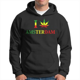 I Love Amsterdam Hemp Leaf Reggae Kiffer Hoodie - Seseable