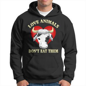Love Animals Don't Eat Them Vegan Vegetarian Cow Face Hoodie - Monsterry CA