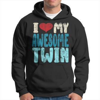 I Love My Awesome Twin Twins Brothers Matching Distressed Hoodie - Monsterry DE