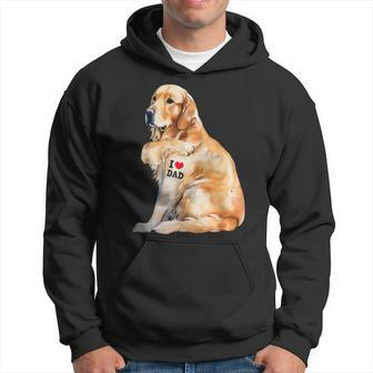 I Love Dad Patriotic Golden Retriever Canine Dog Lover Hoodie - Monsterry DE