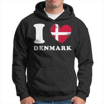 I Love Denmark Heart Flag Denmark Hoodie - Thegiftio UK