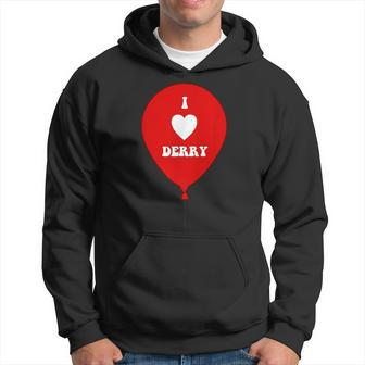 I Love Derry On Red Balloon I Heart Derry Maine Hoodie - Monsterry CA