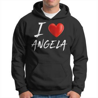 I Love Heart Angela Family Name T Hoodie - Seseable