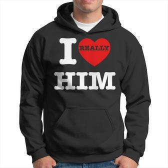 I Love Him I Heart Him Vintage For Couples Matching Hoodie - Monsterry DE