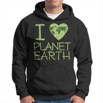 I Love Heart Planet Earth Globe T Hoodie - Monsterry