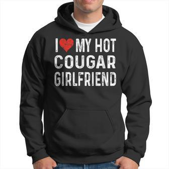 I Love My Hot Cougar Girlfriend Distressed Heart Hoodie - Seseable