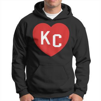 Love Kc Heart Kansas City Kc Heart Red Blue Kc Love Initials Hoodie - Monsterry