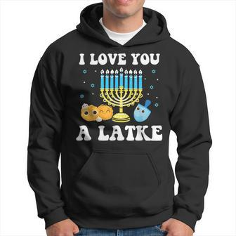 I Love You A Latke Happy Hanukkah Chanukah Pajamas Jewish Hoodie - Thegiftio UK