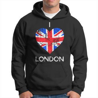 I Love London Distressed Union Jack Heart Hoodie - Monsterry