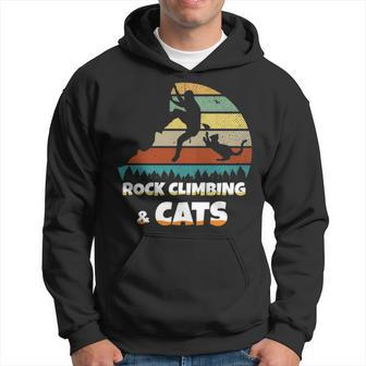 I Love Rock Climbing & Cats Mountain Climber Cat Lover Hoodie | Mazezy