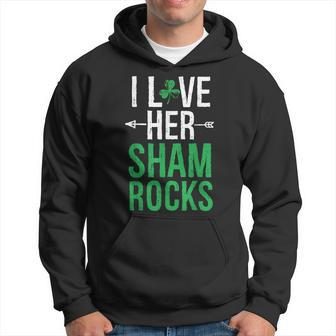 I Love Her Shamrocks Matching St Patrick's Day Couples Hoodie - Seseable