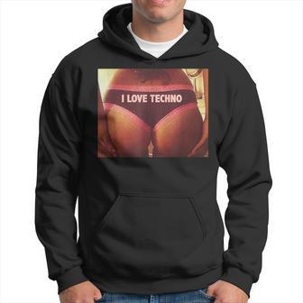 I Love Techno Print Sexy Techno Rave Picture Print Hoodie - Thegiftio UK