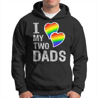 I Love My Two Dads Lgbt Pride Month And Father's Day Heart Hoodie - Monsterry AU