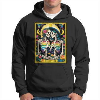 The Lovers Tarot Card Roses Lesbian Goth Kissing Skeletons Hoodie - Monsterry CA