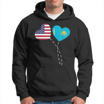 Loving Usa Kazakhstan Flag Heart Kazakh Americans Love Hoodie - Monsterry CA