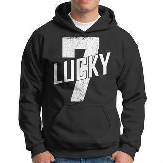 Lucky Seven Distressed In White Lucky Number 7 Hoodie - Monsterry