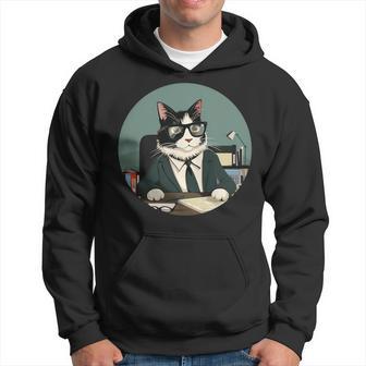 Lustiger Mitarbeiter Des Jahres Mit Dieser Lustigen Katze Mit Brille Hoodie - Seseable