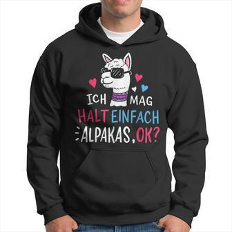 Lustiges Alpaka Fan Hoodie: 'Ich mag halt einfach Alpakas, OK?' Schwarz - Seseable