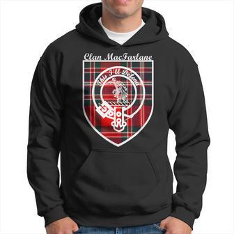 Macfarlane Surname Last Name Scottish Clan Tartan Crest Hoodie - Seseable