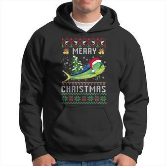 Mahi Mahi Fish Lover Xmas Tree Santa Mahi Mahi Christmas Hoodie - Monsterry UK