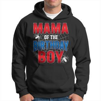 Mama Of The Birthday Boy Costume Spider Web Birthday Party Hoodie - Seseable