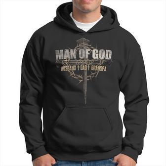 Man Of God Husband Dad Religious Cross Father's Day Faith Hoodie - Thegiftio UK