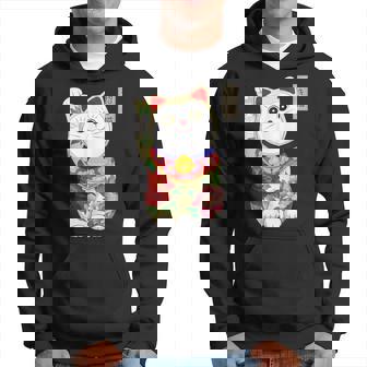Maneki Neko Cool Japanese Lucky Cat Kawaii Hoodie - Thegiftio