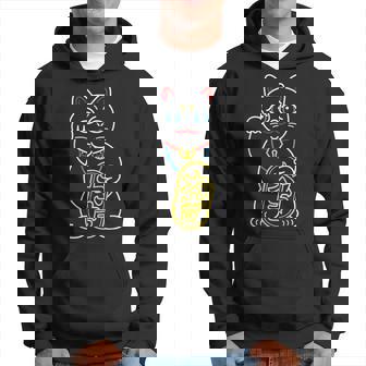 Maneki Neko Japonés Gato De La Suerte Saludando Con La Mano Sudadera - Regaloses