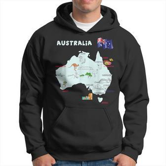Map Of Australia Major Cities Flag And Landmarks Hoodie - Monsterry CA