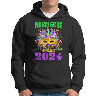 Mardi Gras New Orleans 2024 Jester Mask Matching Group Women Hoodie - Seseable