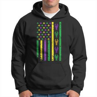 Mardi Gras Us American Flag With Crawfish New Orleans Hoodie | Mazezy