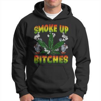 Marijuana Pot Leaf Smoke Up Bitches Cannabis Weed 420 Stoner Hoodie - Monsterry UK