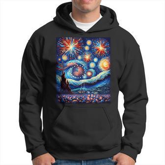 Matching Flag Usa July 4Th Van Gogh Starry Night Fireworks Hoodie - Thegiftio UK