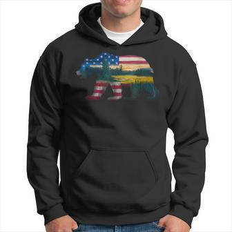 Memorial Day 4Th Of July Flag Usa Bear Fathers Day Hoodie - Seseable